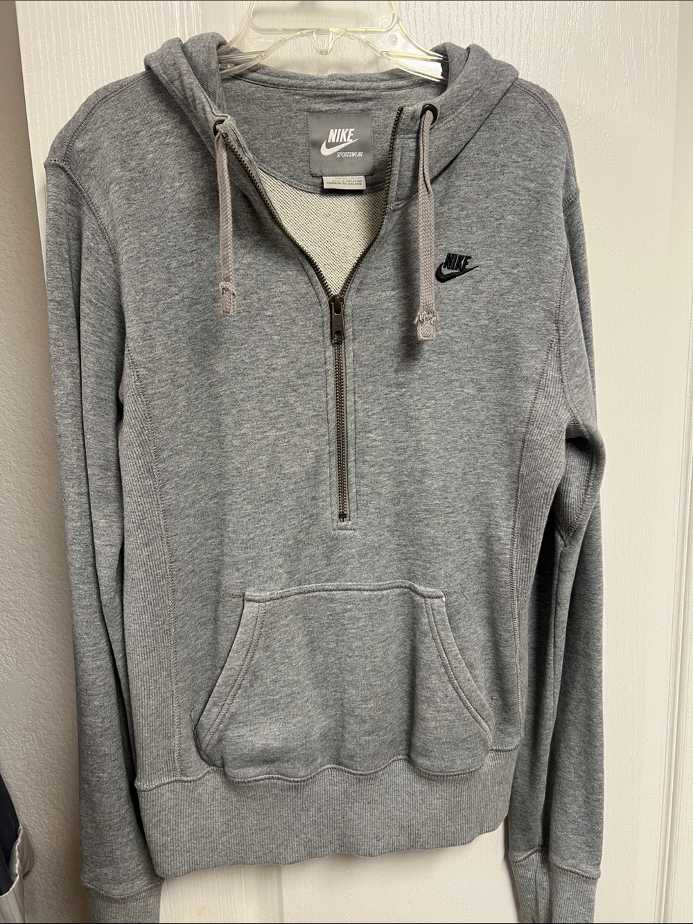Nike Heather Gray Half-Zip Hooded Sweatshirt